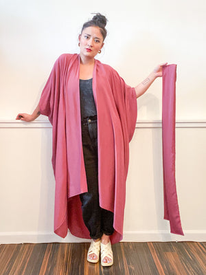 Solid High Low Kimono Mauve Rayon Challis