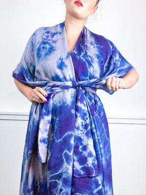Hand-Dyed High Low Kimono Bamboo Blueberry