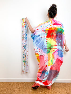 Hand-Dyed High Low Kimono CMY Prism