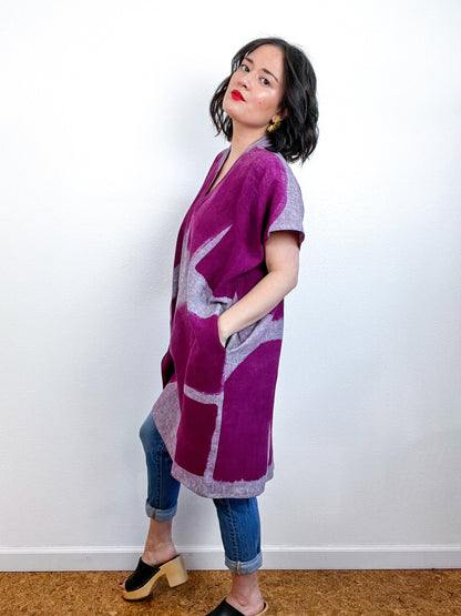 Hand-Dyed Mini Smock Dress Lavender Amethyst Brushstrokes
