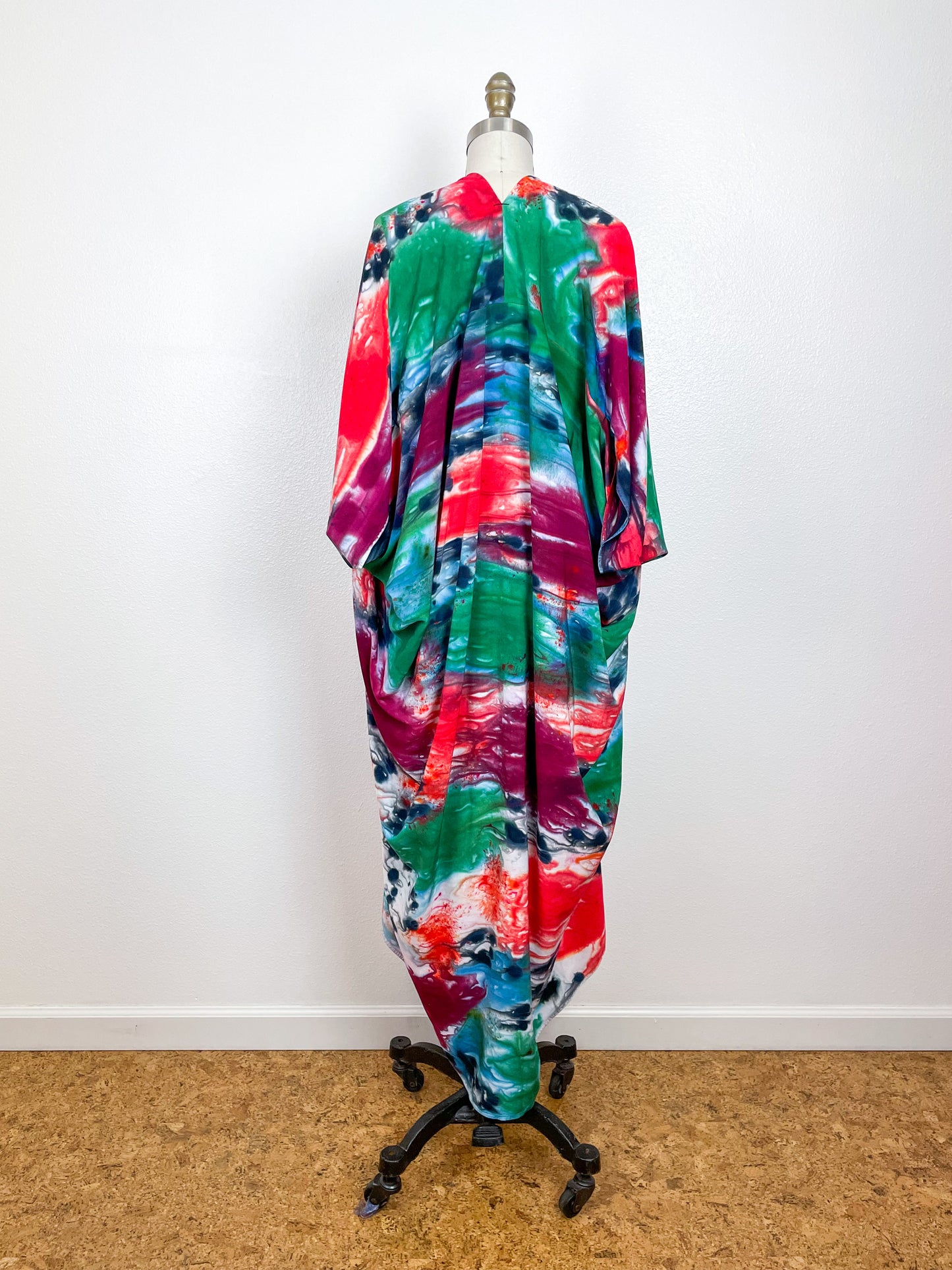 Hand-Dyed High Low Kimono Jewel Tones Watercolor