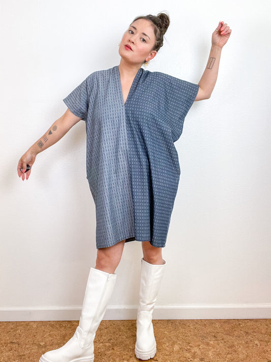 Denim Smock Dress Chambray Two Tone