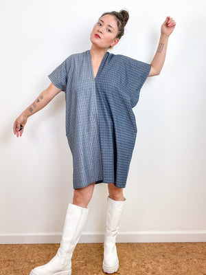 Denim Smock Dress Chambray Two Tone