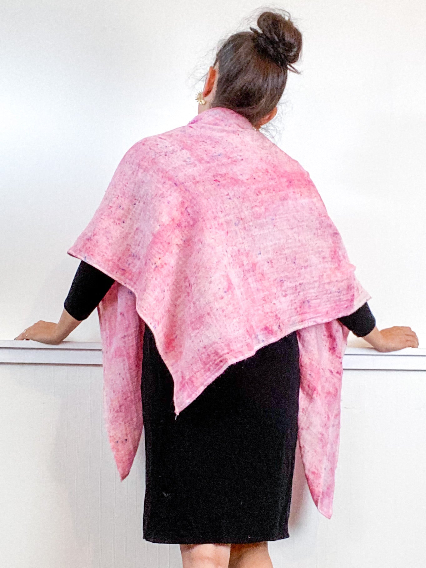 Hand-Dyed Large Square Scarf Bubblegum Speckle
