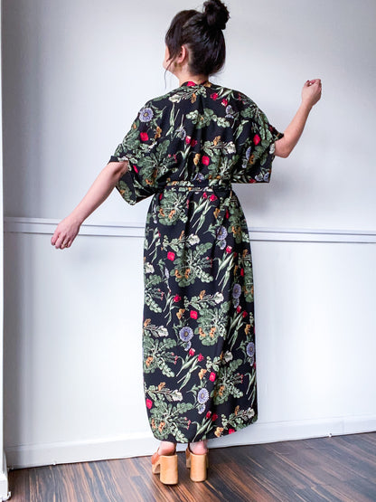 Print High Low Kimono Tulips and Herbs