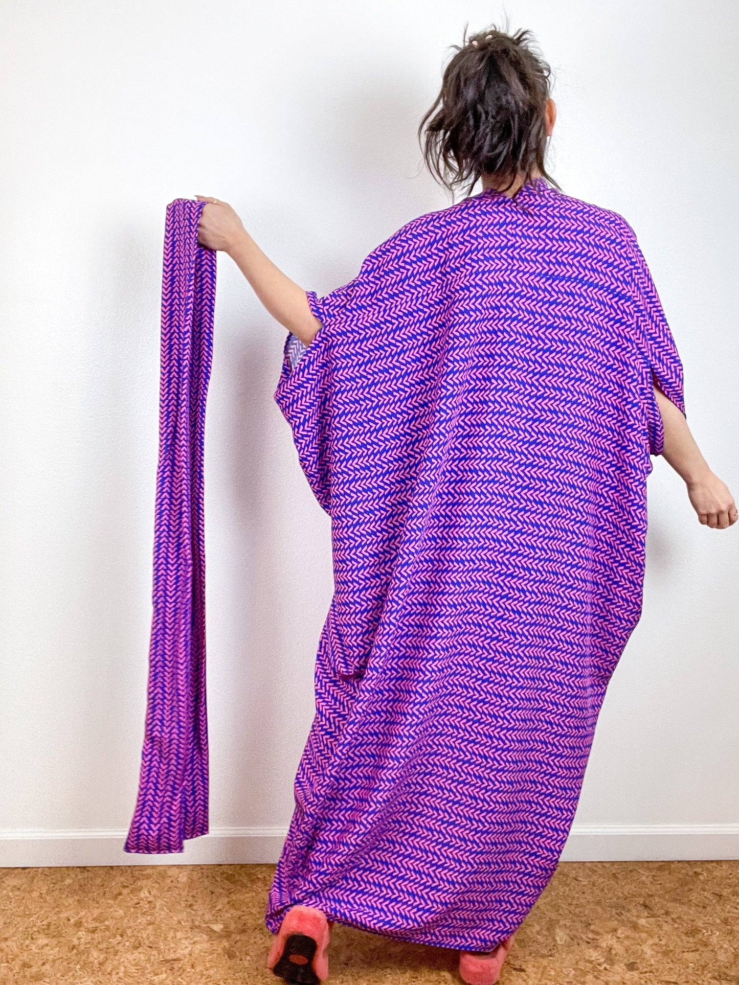 High Low Kimono Royal Pink V Rayon Challis