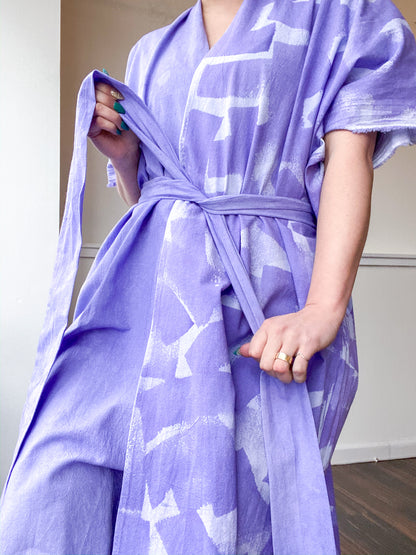 Everyday Midi Kimono Dress Hand-Dyed Monochromatic Lilac