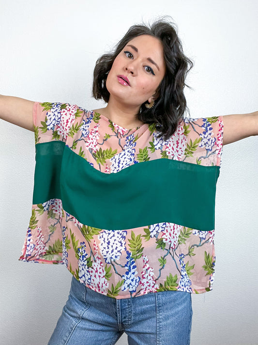 Scrappy Crop Peach Emerald Floral