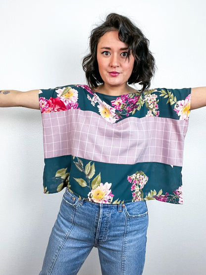 Scrappy Crop Forest Floral Mauve Grid