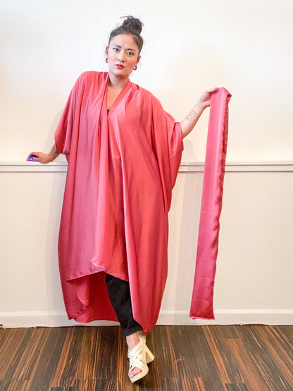 Solid High Low Kimono Mauve Charmeuse