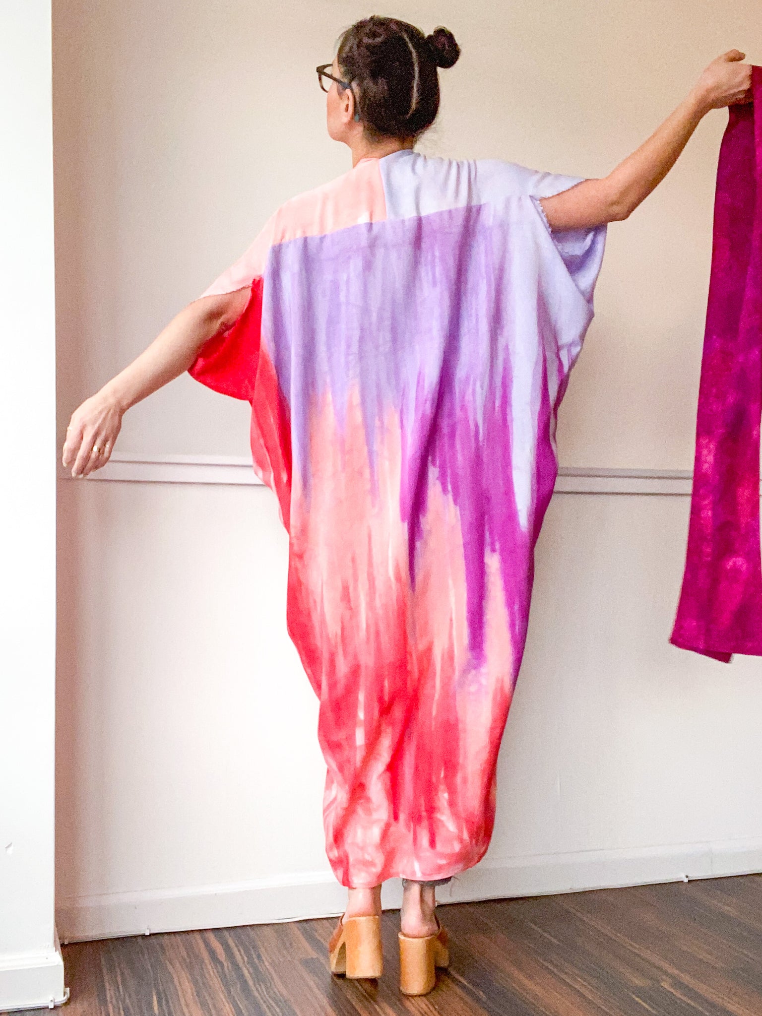 Limited Edition Hand-Dyed High Low Kimono Scarlet Amethyst