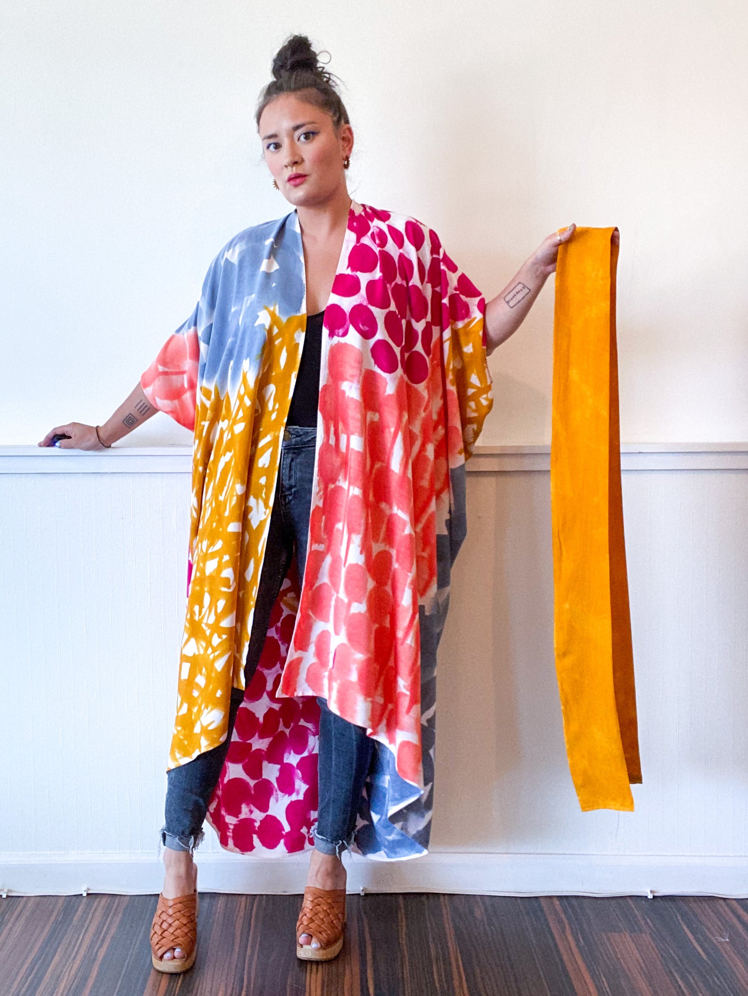 Limited Edition Hand-Dyed High Low Kimono Multicolor