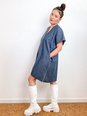 Denim Smock Dress Chambray Two Tone