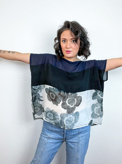 Scrappy Crop Navy Black Grey Floral