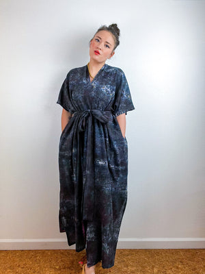 Single Gauze Duster Kimono Deconstructed Black