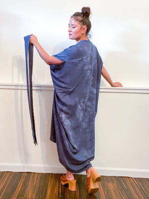 Hand-Dyed High Low Kimono Almost Solid Grey