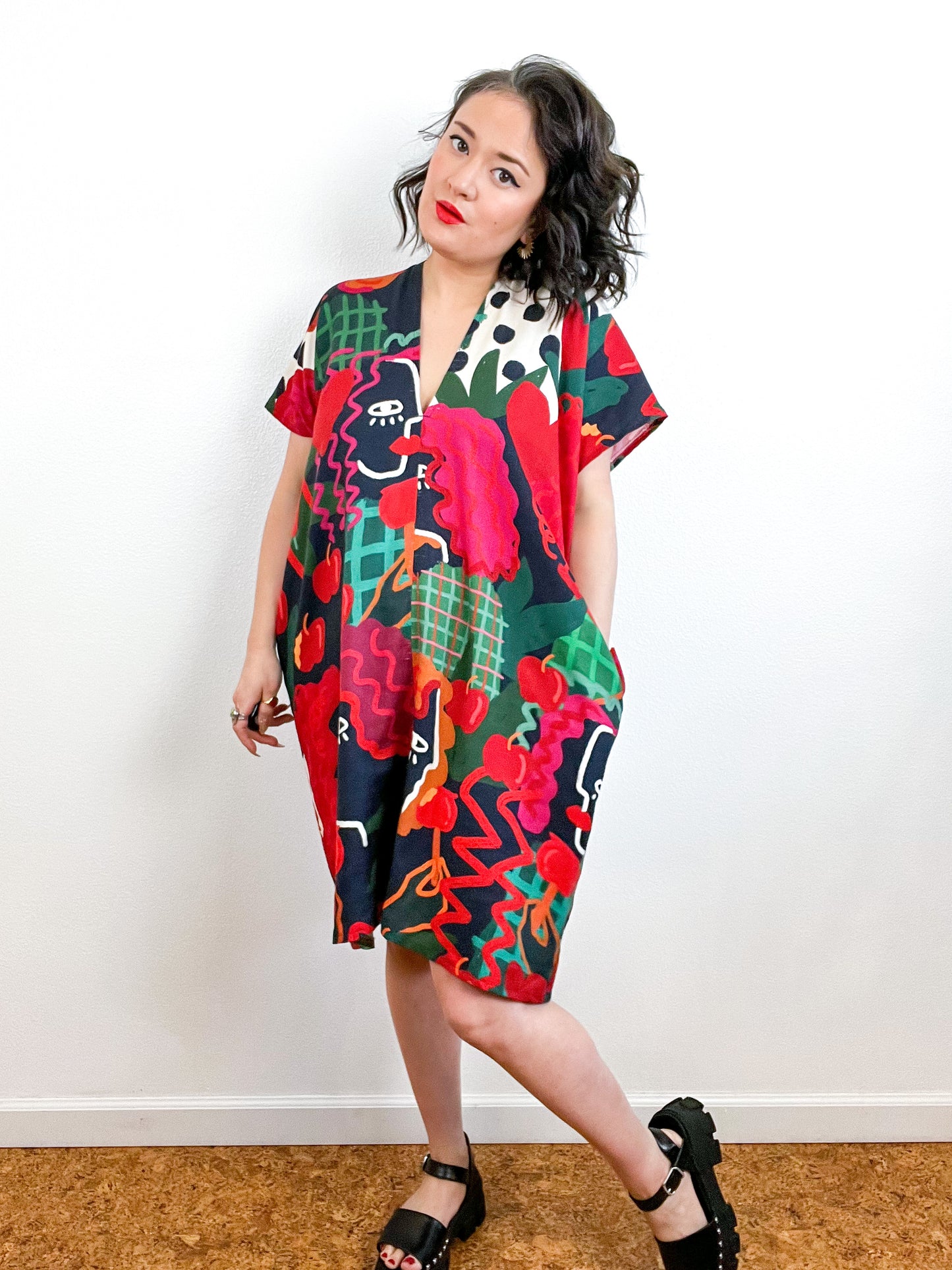 Print Mini Smock Dress Abstract