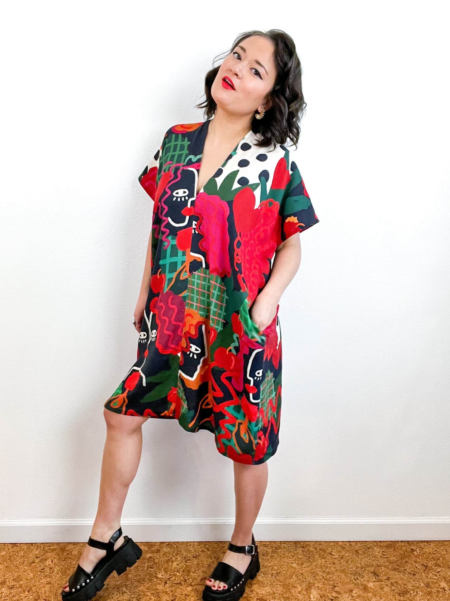 Print Mini Smock Dress Abstract