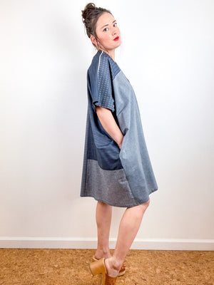 Chambray Smock Dress Patchwork 2