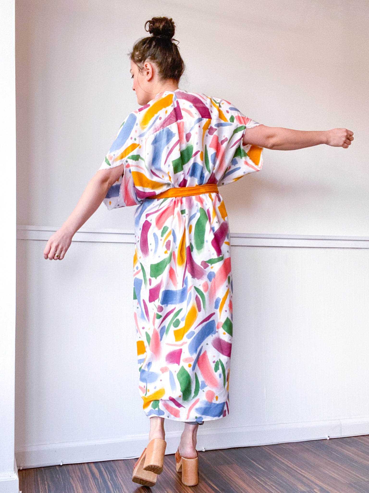 Limited Edition Hand-Dyed High Low Kimono Confetti 1