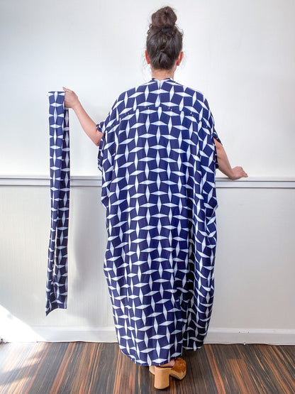 Print High Low Kimono Mod Starburst Challis