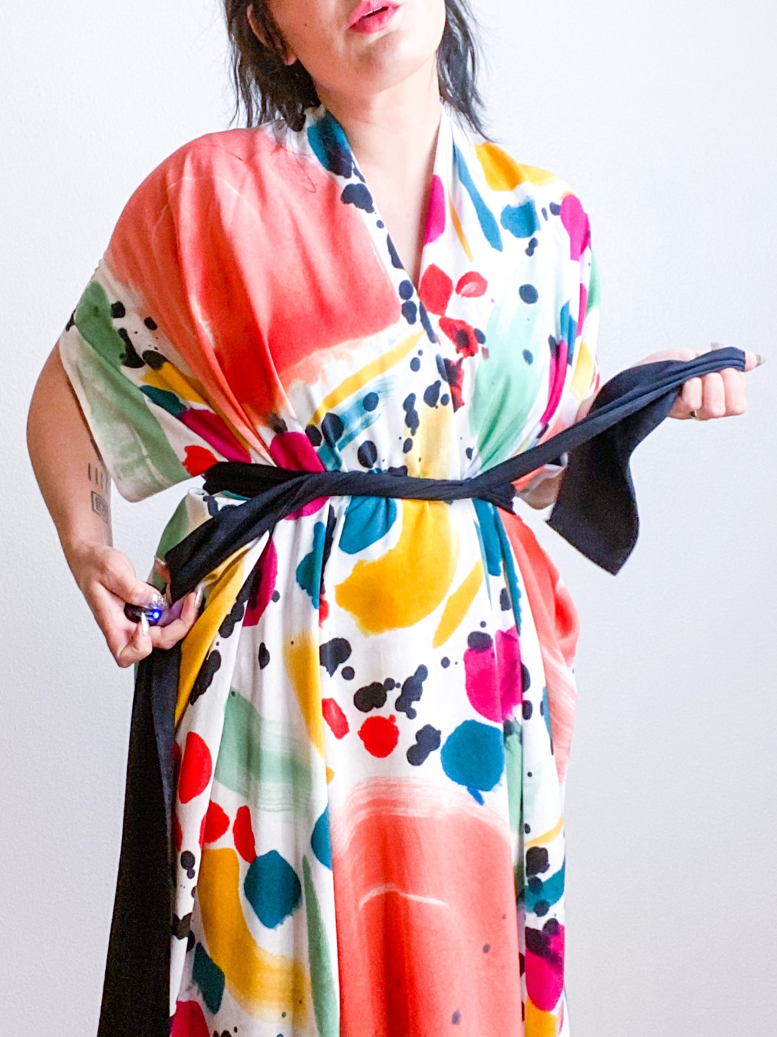 OOAK Hand-Dyed High Low Kimono Confetti 3