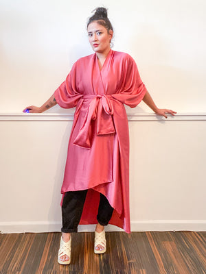 Solid High Low Kimono Mauve Charmeuse