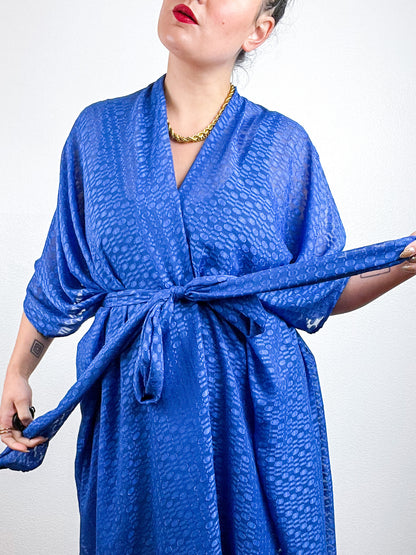 Solid High Low Kimono Royal Blue Oval Chiffon