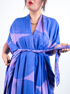 Hand-Dyed High Low Kimono Lilac Periwinkle Brushstroke