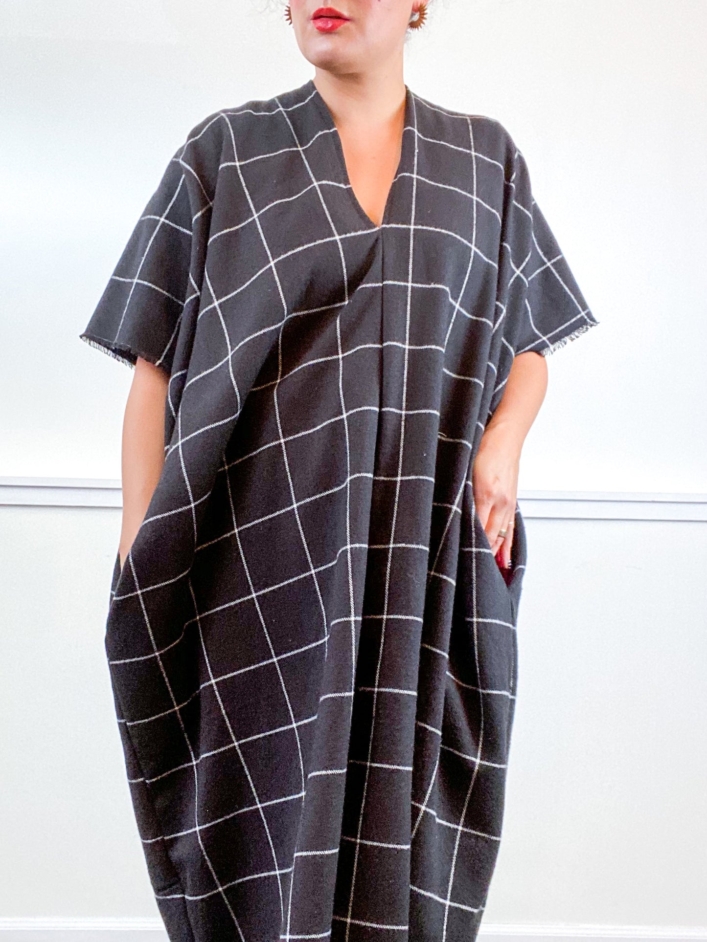 Plaid Smock Dress Black Windowpane