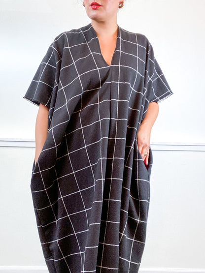 Plaid Smock Dress Black Windowpane