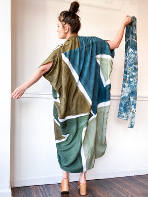 Limited Edition Hand-Dyed High Low Kimono Shape Study Green