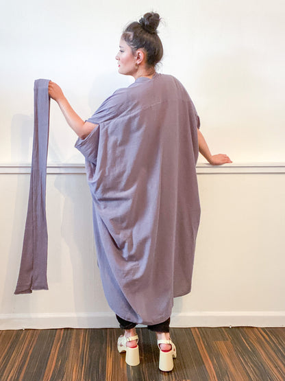 Solid High Low Kimono Grey Cotton Gauze