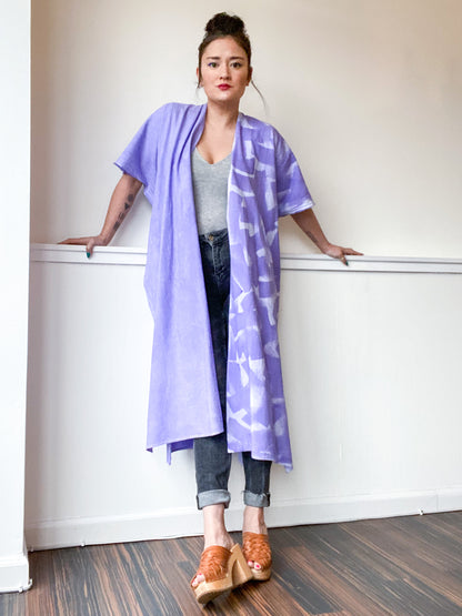 Everyday Midi Kimono Dress Hand-Dyed Monochromatic Lilac