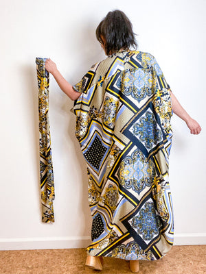 Print High Low Kimono Kerchief Pattern Challis