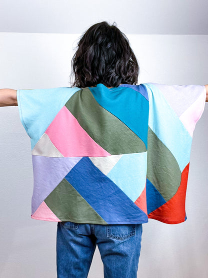 Scrappy Triangles Crop Linen Blend Multi