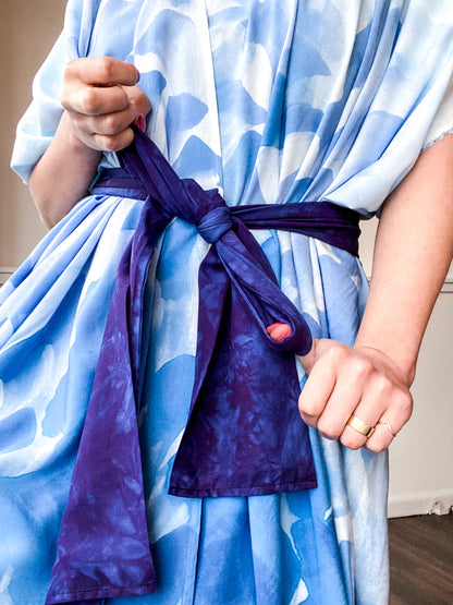 Limited Edition Hand-Dyed High Low Kimono Blue Brush