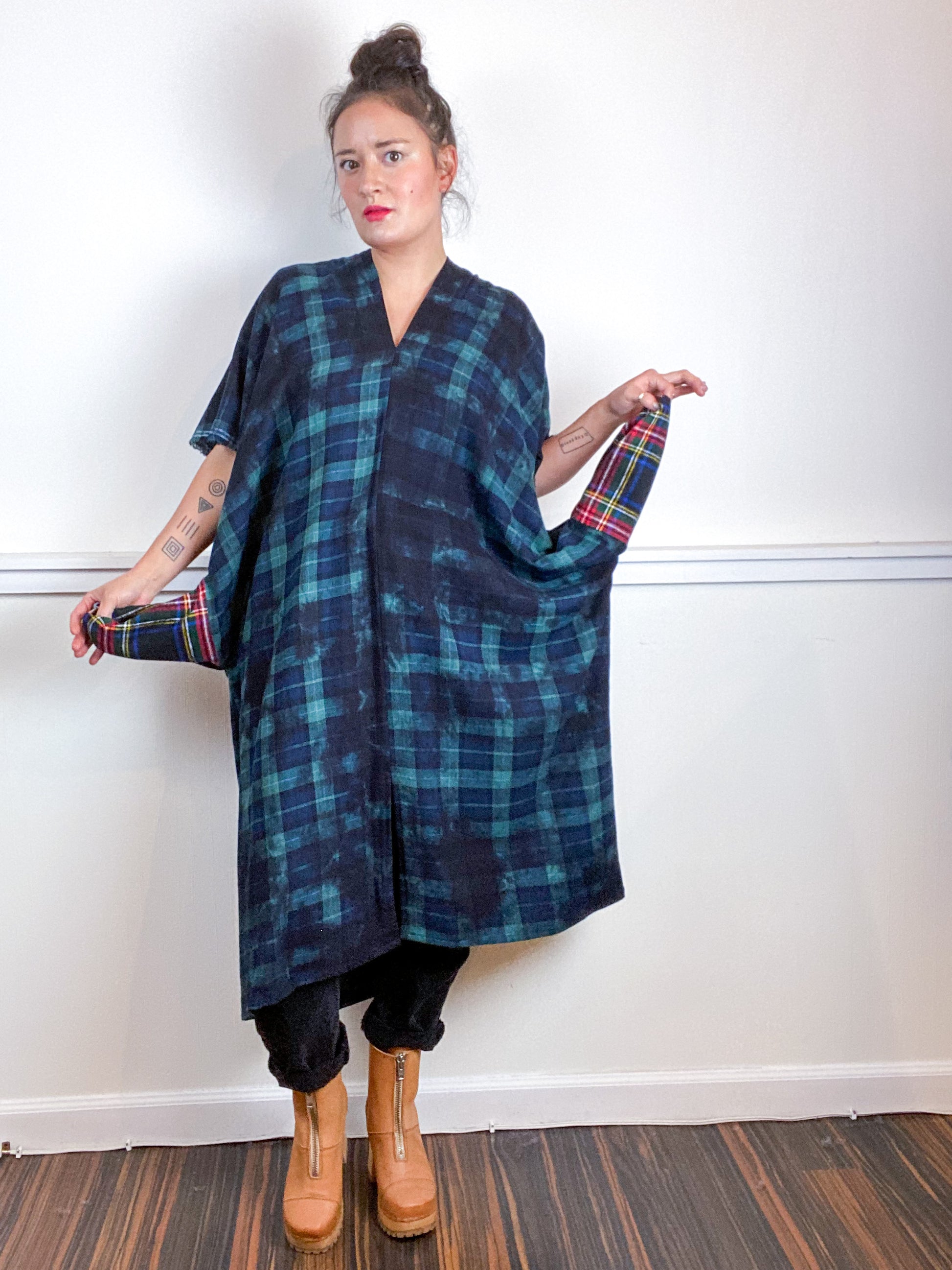 plaid smock dress Smocked Green Sewing Kit, Puff Sleeve Babydoll Dress perfect for layering or wearing on its own Gingham Smock Dress- Style 04-Plaid
