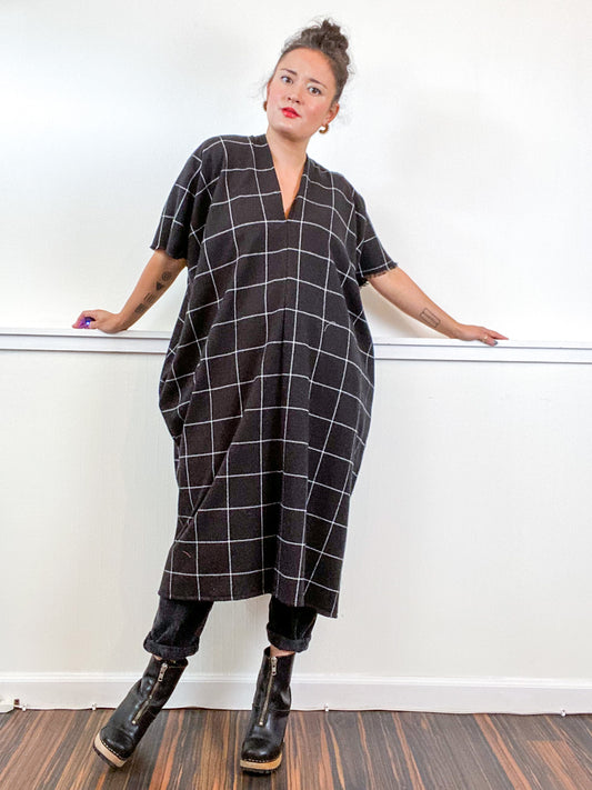 Plaid Smock Dress Black Windowpane