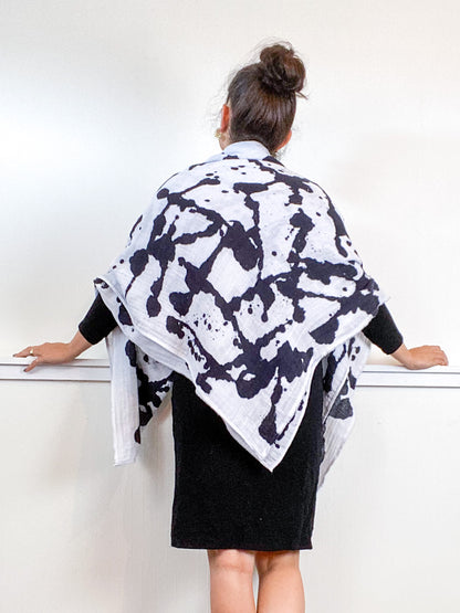 Hand-Dyed Large Square Scarf Inkblot