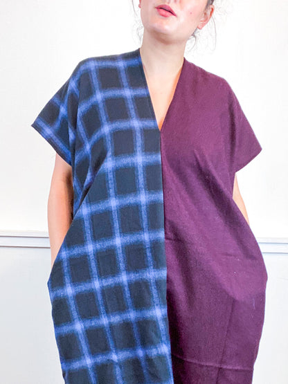 Plaid Smock Dress Blue Maroon