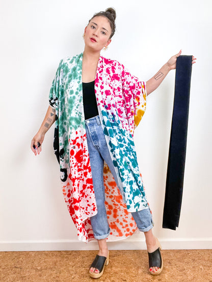 OOAK Hand-Dyed High Low Kimono Confetti 2