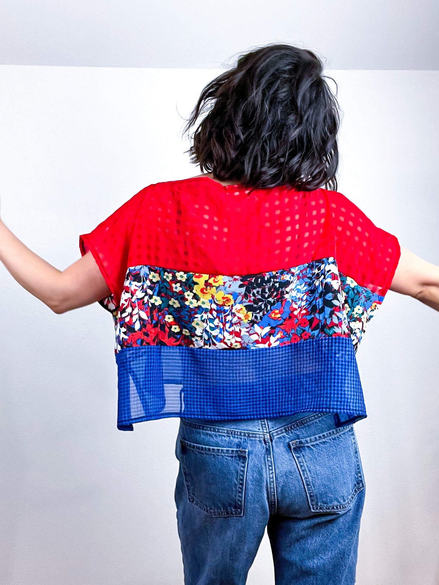 Scrappy Censor Crop Red Blue Floral