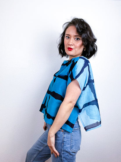 Hand-Dyed Flip Crop Turquoise Aqua