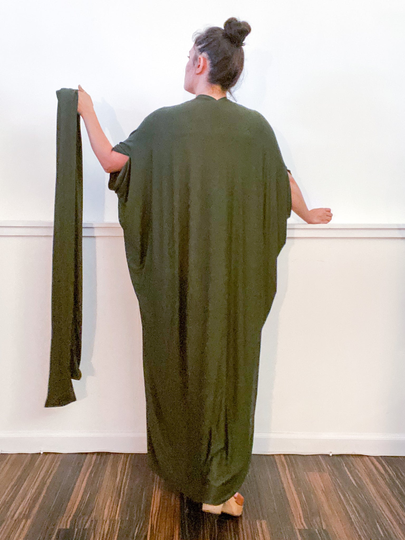Solid High Low Kimono Olive Knit