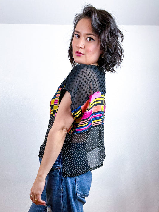 Scrappy Censor Crop Black Multi Rectangle