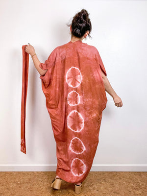 Hand-Dyed High Low Kimono Lunar Terracotta