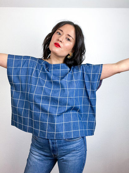 Chambray Flip Crop Windowpane