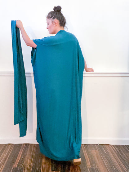 Solid High Low Kimono Teal Knit