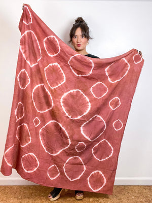 Hand-Dyed Gauze Blanket Scarf Terracotta Circles